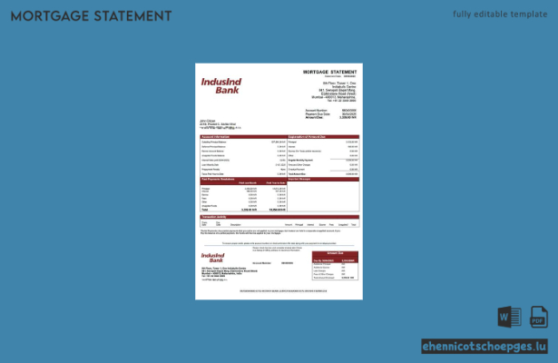 Beispielvorschau eines Hypothekenauszugs der IndusInd Bank (Word und PDF)